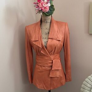 Elie Tahari Terracotta Belted Blazer